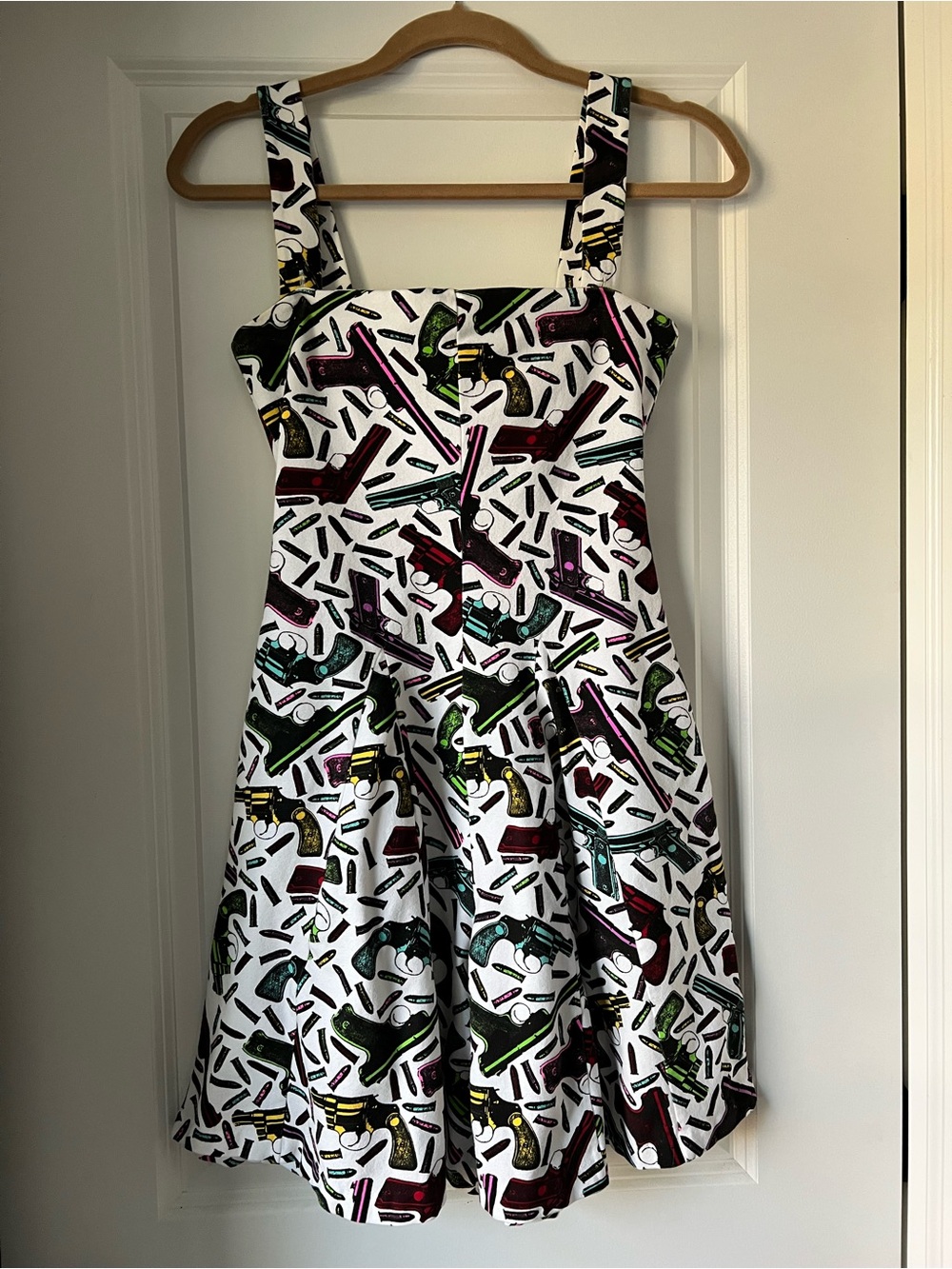 Betsey Johnson Vintage Y2K Kiss Kiss Bang Bang Gun Shorts Romper Strapless Dress